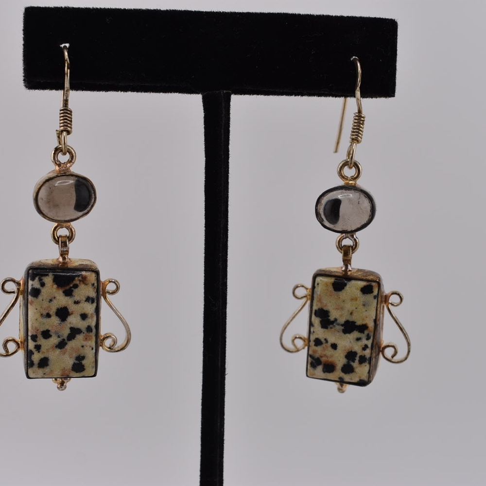 Elegant Gold and Black Dangle Earrings